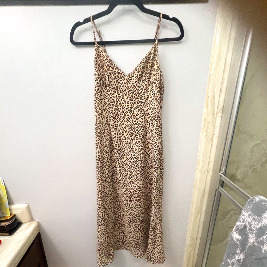 Audrey 3+1 Women’s Leopard Print Midi Dress, Size Small, Brown/Tan